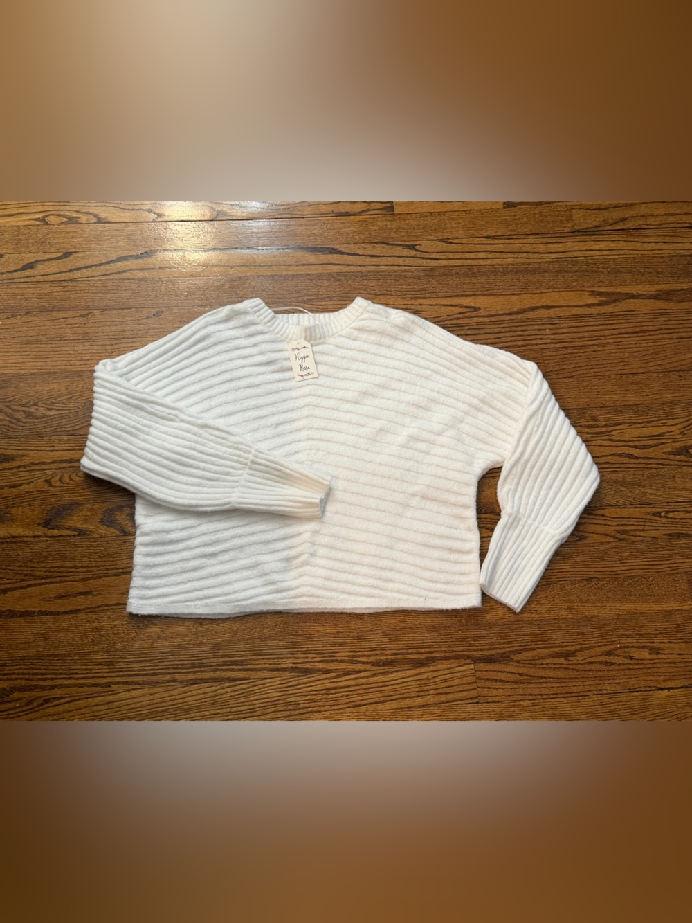 Hippie Rose White Ribbed Crewneck Sweater